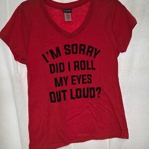 Red Graphic Tee with Bold Text